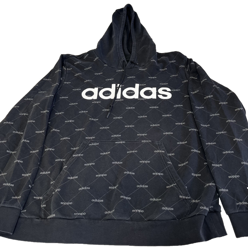 Adidas Hoodie Mens XL Black Logo Athletic Streetwear Pullover